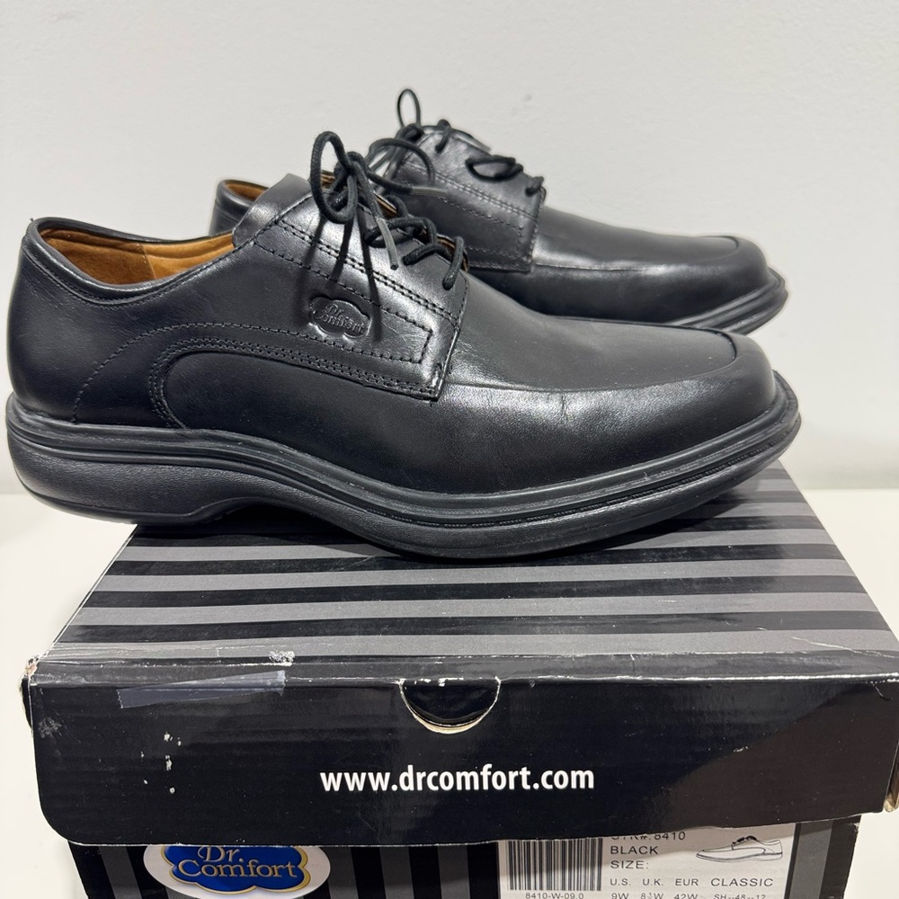 Dr. Comfort Black Leather Derby Shoes